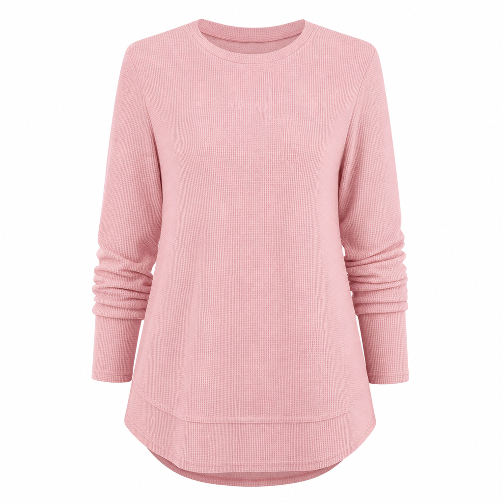 👚50 % rabatt🔥Avslappet og løs topp i vaffelstrikk for dame