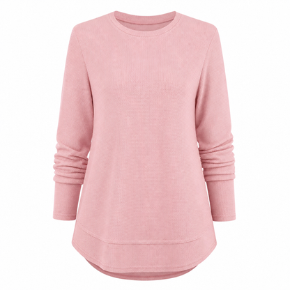 👚50 % rabatt🔥Avslappet og løs topp i vaffelstrikk for dame