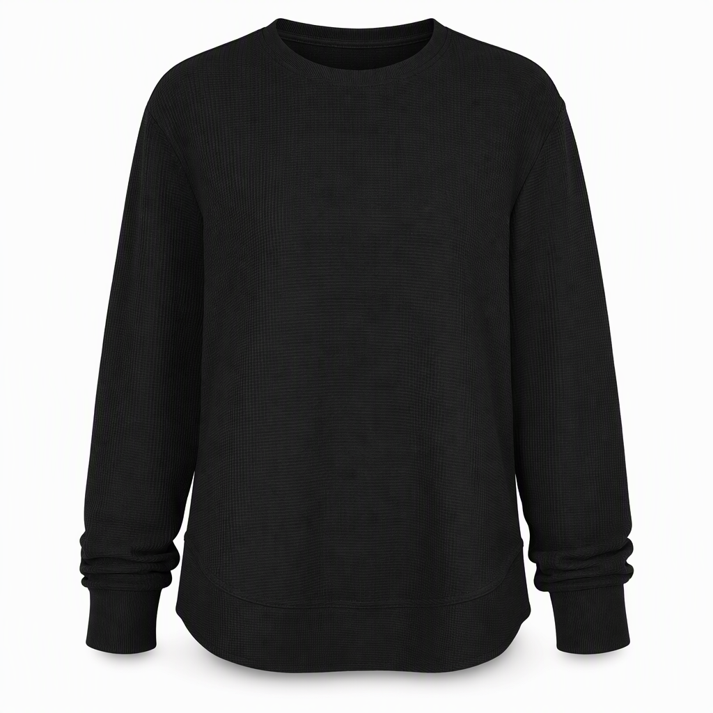 👚50 % rabatt🔥Avslappet og løs topp i vaffelstrikk for dame
