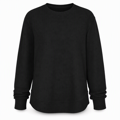 👚50 % rabatt🔥Avslappet og løs topp i vaffelstrikk for dame