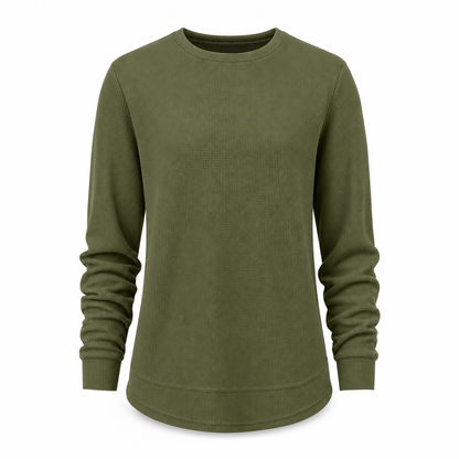 👚50 % rabatt🔥Avslappet og løs topp i vaffelstrikk for dame