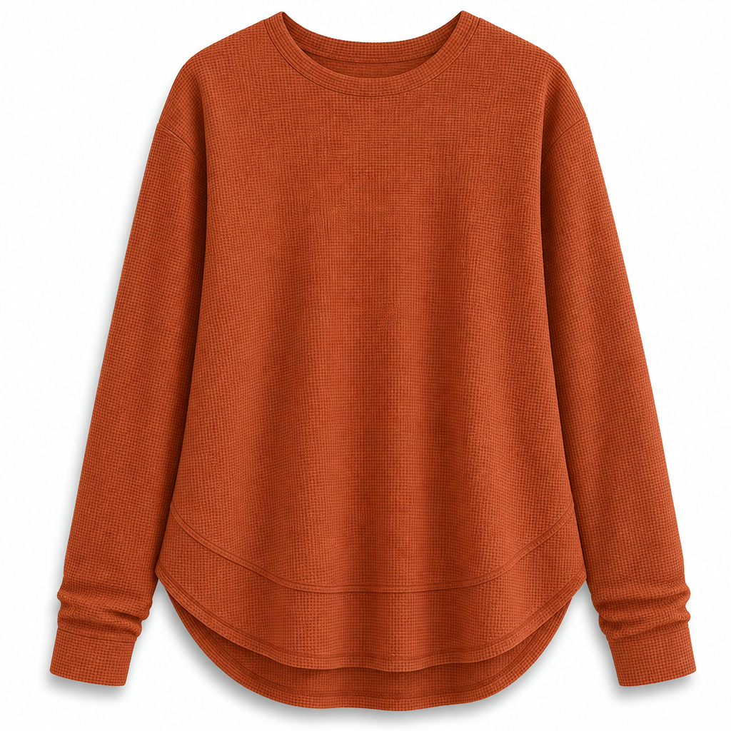 👚50 % rabatt🔥Avslappet og løs topp i vaffelstrikk for dame
