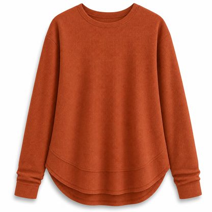 👚50 % rabatt🔥Avslappet og løs topp i vaffelstrikk for dame