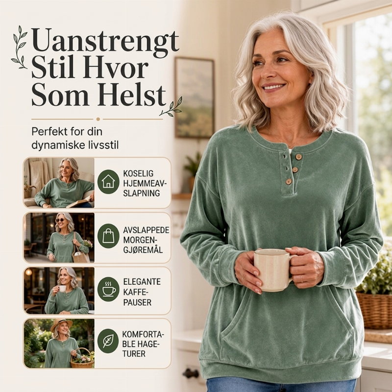 🔥 50% RABATT 🔥 Gullfløyelsgenser for Kvinner – Luksuriøs, Myk & Stilren for Fest & Hverdag ✨👚