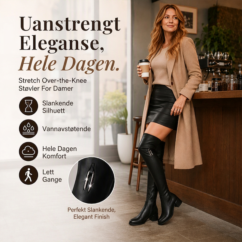 Varme elastiske over-kne-støvler for kvinner – Myk komfort og stilren passform ✨🖤