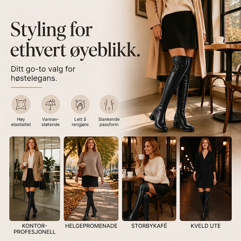 Varme elastiske over-kne-støvler for kvinner – Myk komfort og stilren passform ✨🖤