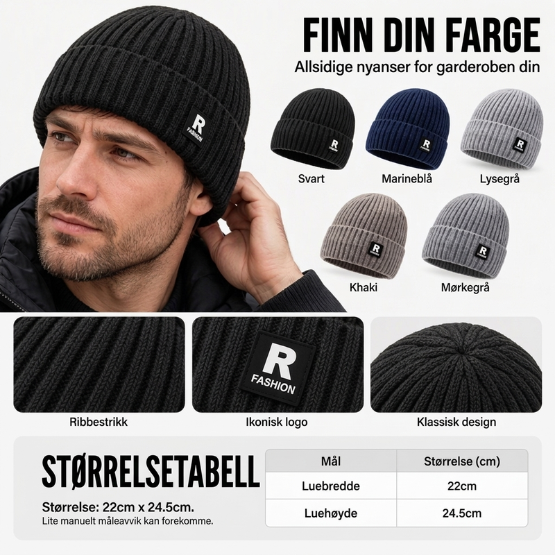 🔥 50% RABATT 🔥 Løs & Komfortabel Strikket Herrelue – Varm, Myk & Allsidig for Vinteren 🧢❄️