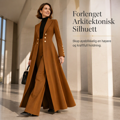 Elegant to-dørs høstoutfit for kvinner med retro langermet kåpe og enkle bukser