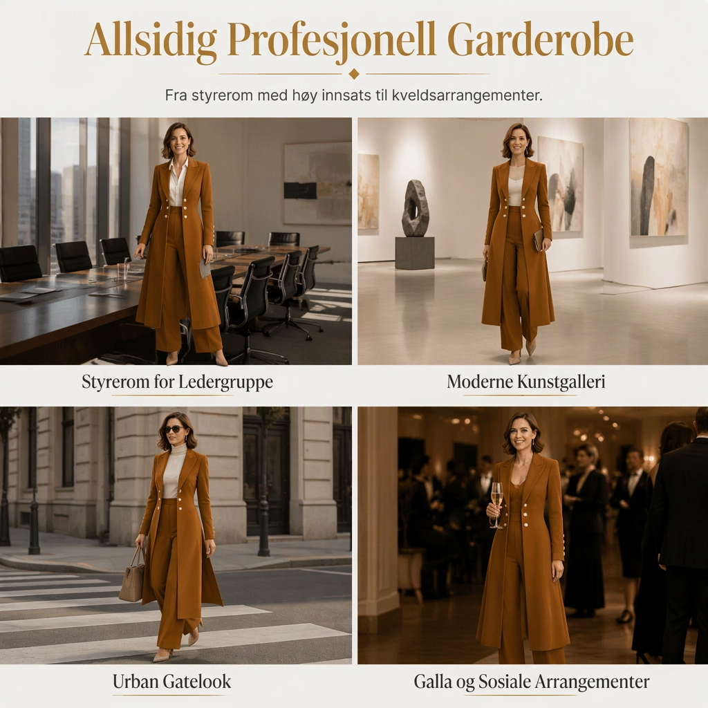 Elegant to-dørs høstoutfit for kvinner med retro langermet kåpe og enkle bukser