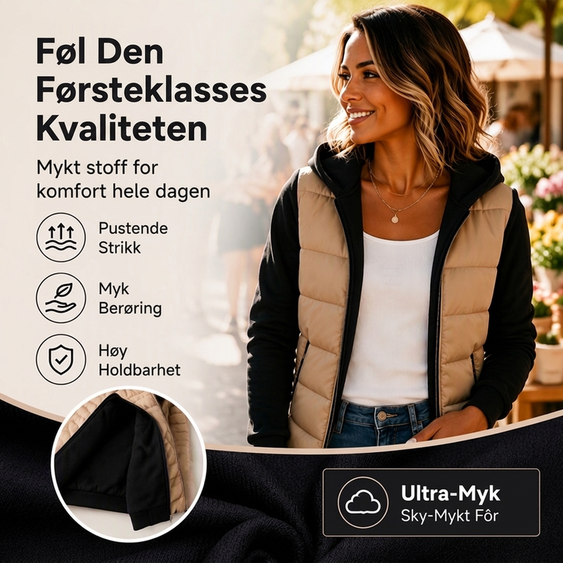 Fargestøpt, foret hettejakke for kvinner
