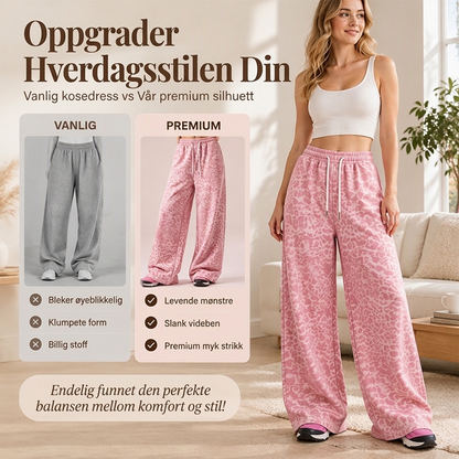 Avslappede sweatpants med vide ben og leopardmønster – Komfortabel og trendy for kvinner ✨🐆