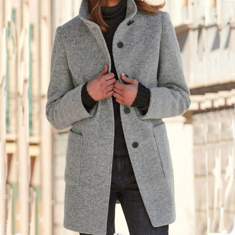 🧥 Damejakke i ull med ståkrage, i vintage-stil