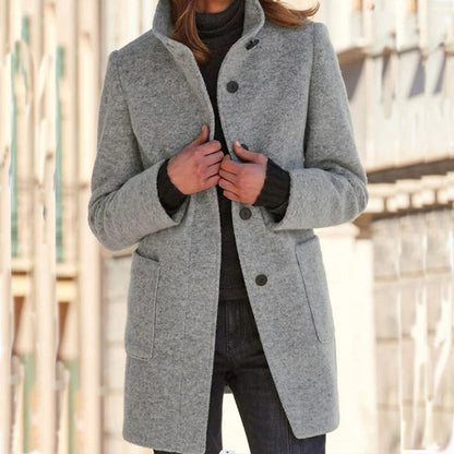 🧥 Damejakke i ull med ståkrage, i vintage-stil