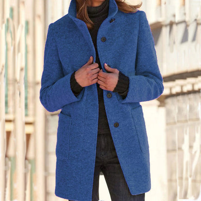 🧥 Damejakke i ull med ståkrage, i vintage-stil