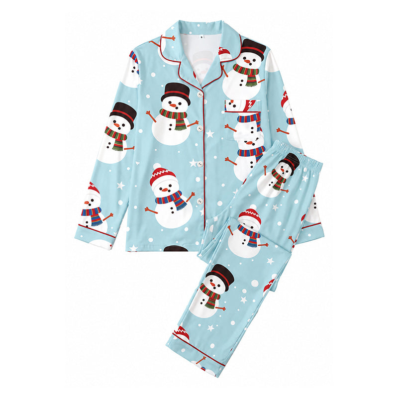 Kvinnelig julepyjamas sett med langermet og skåret krage