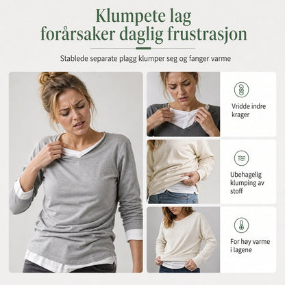 Faux-strikket genser i to lag, uformell pullover
