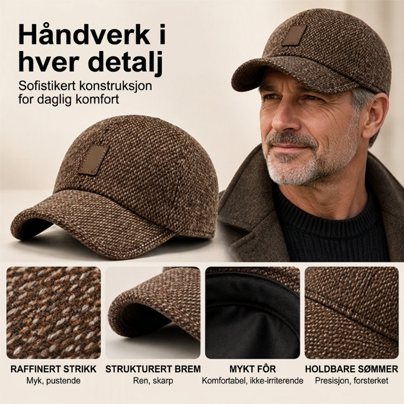 【Kjøp 1 få 1 gratis】🧢 Klassisk vinterlue for menn med skjulte øreklapper – Holder deg varm i minusgrader