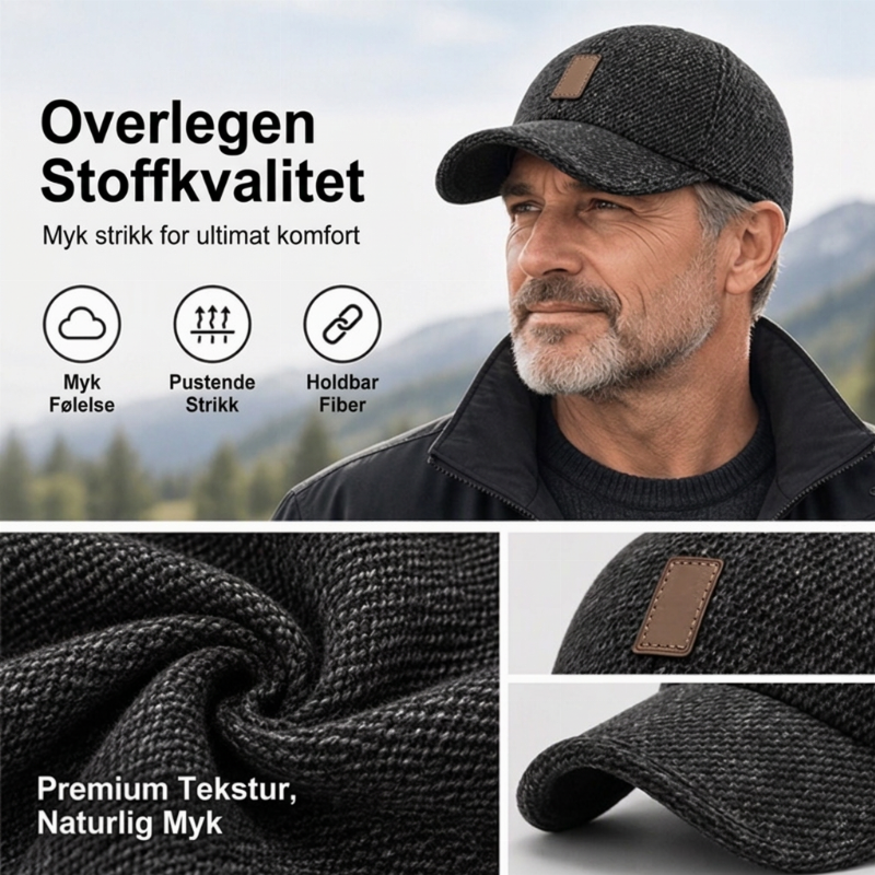 【Kjøp 1 få 1 gratis】🧢 Klassisk vinterlue for menn med skjulte øreklapper – Holder deg varm i minusgrader