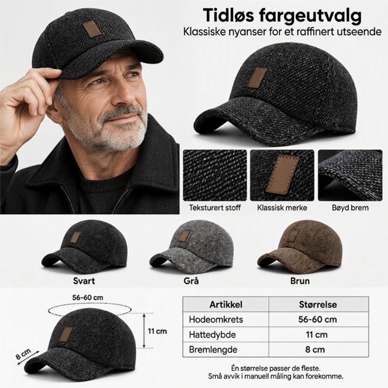 【Kjøp 1 få 1 gratis】🧢 Klassisk vinterlue for menn med skjulte øreklapper – Holder deg varm i minusgrader