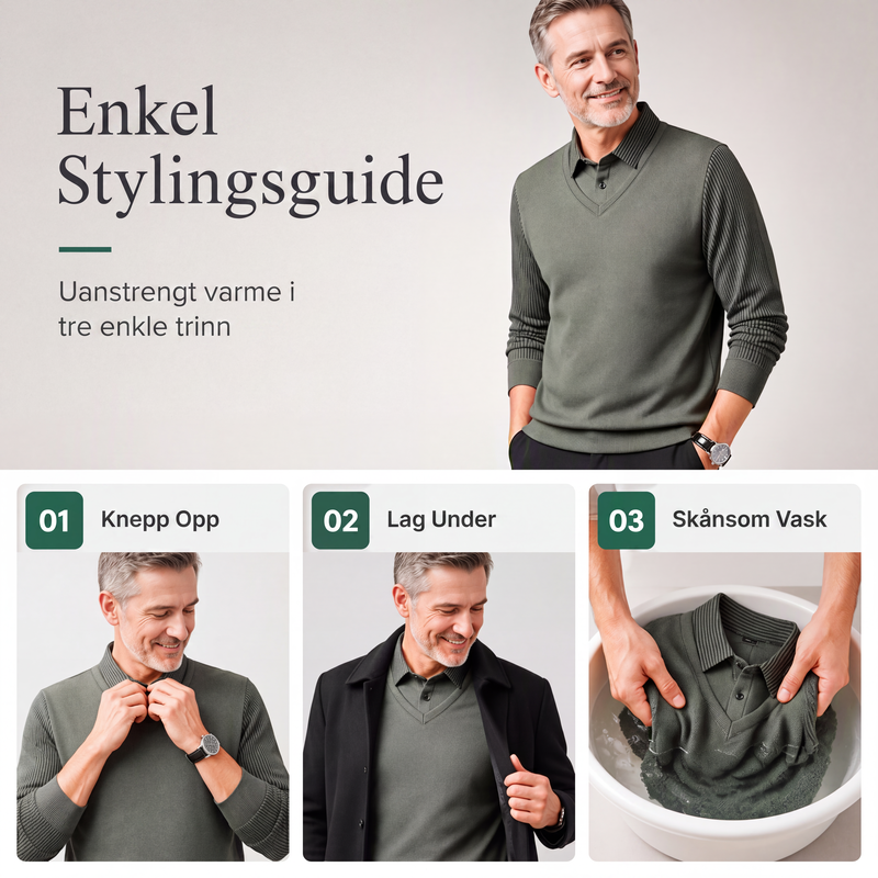 Langermet genser for menn med todelt look