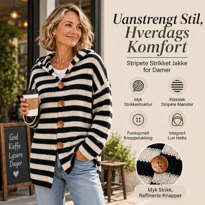 🧶 Strikket hettegenser med striper for kvinner