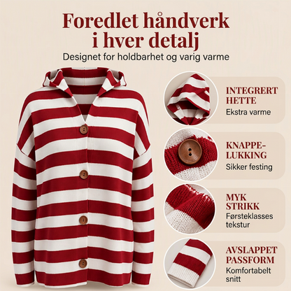 🧶 Strikket hettegenser med striper for kvinner
