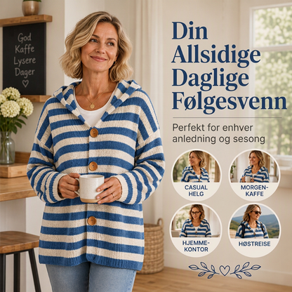 🧶 Strikket hettegenser med striper for kvinner