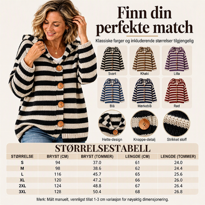 🧶 Strikket hettegenser med striper for kvinner