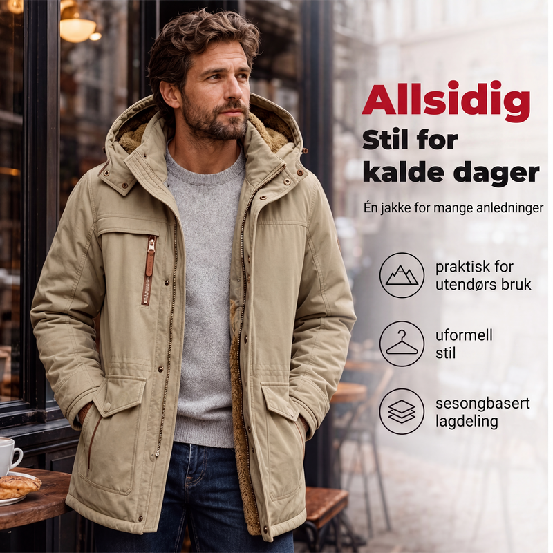 🧥 Vindtett termojakke for menn – lett og varm