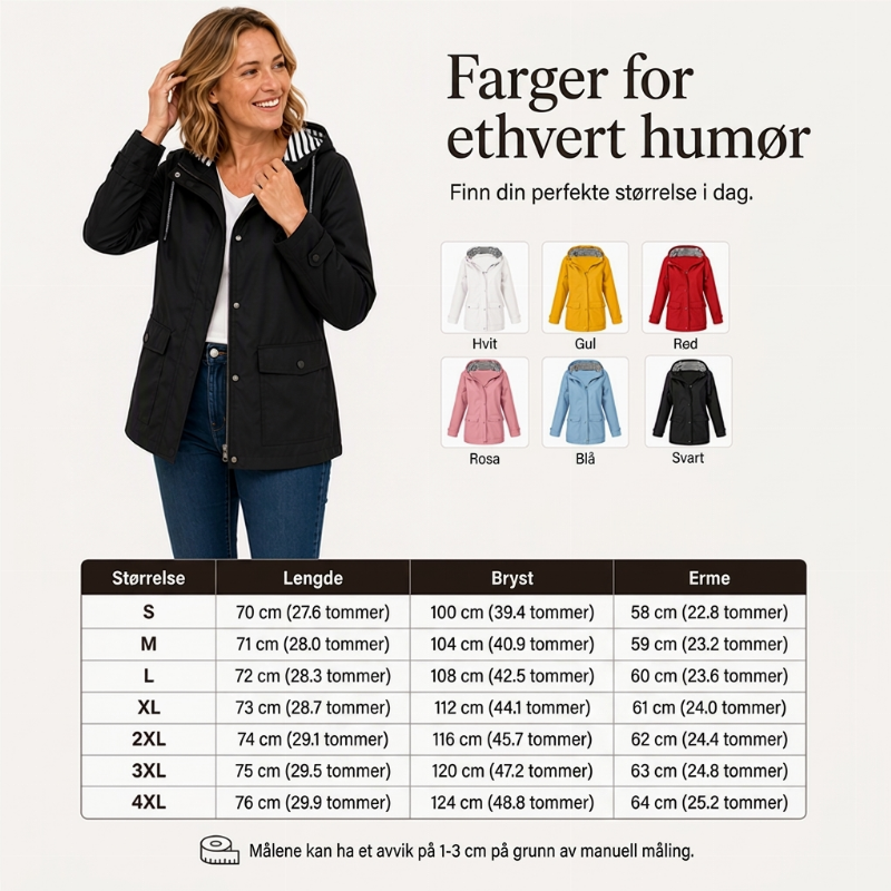 🌧️ Vanntett og vindtett utendørsjakke for kvinner
