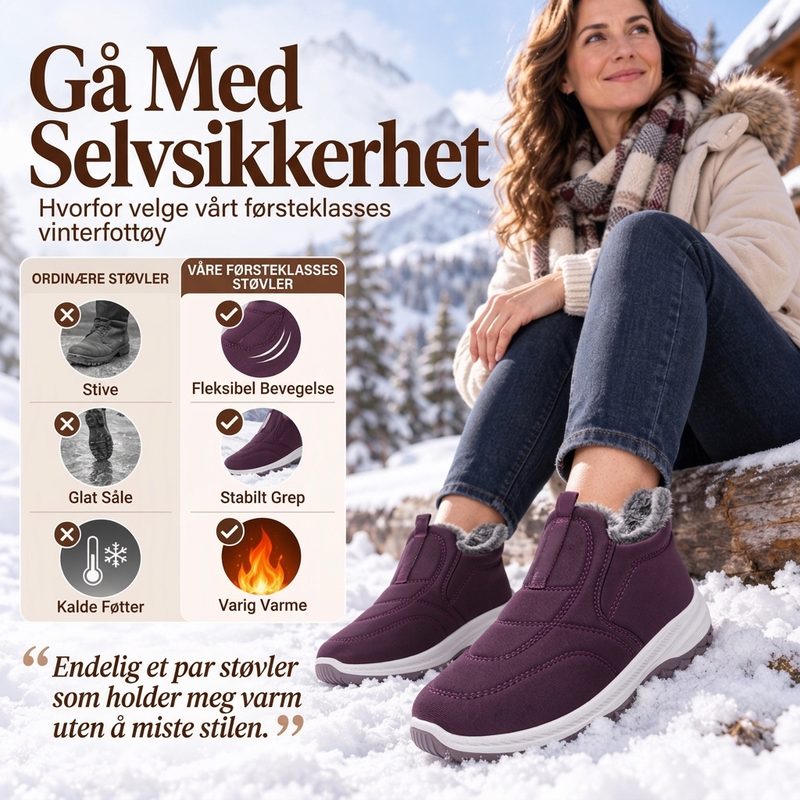 🧦 Varme, sklisikre påtrekksko for unisex