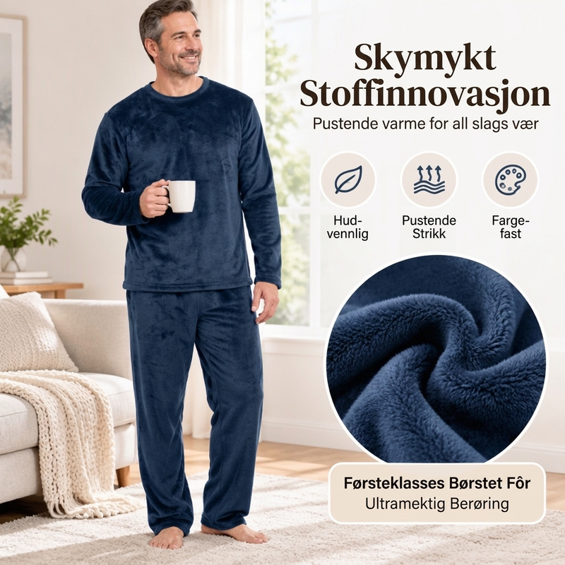 Koselig pyjamasett i termisk fløyel for menn