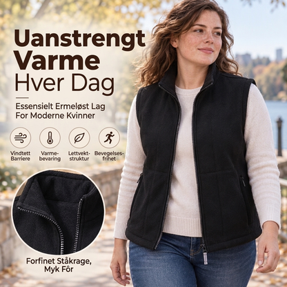 Termisk, børstet vest medstående krage for kvinner