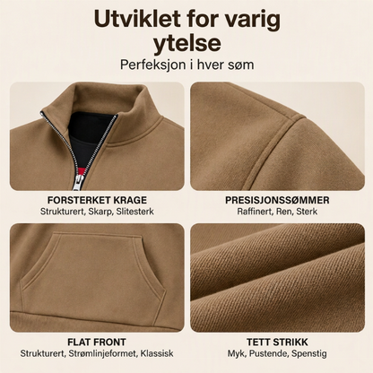 Varm genser for menn med halv glidelås