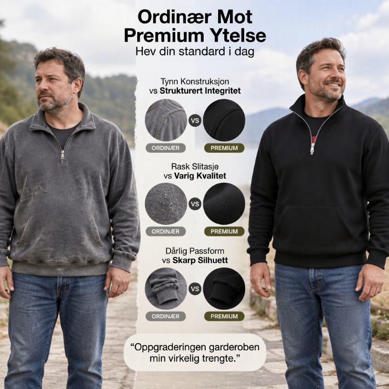 Varm genser for menn med halv glidelås