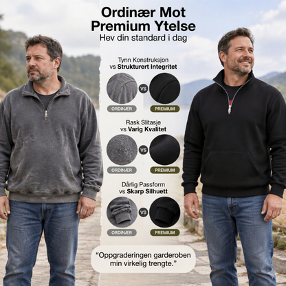 Varm genser for menn med halv glidelås