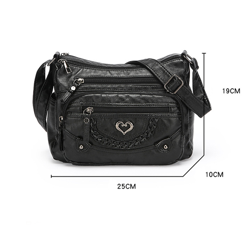 Crossbody-Veske i Mykt PU-Skinn med Flere Lommer for Kvinner