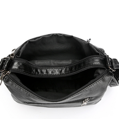 Crossbody-Veske i Mykt PU-Skinn med Flere Lommer for Kvinner