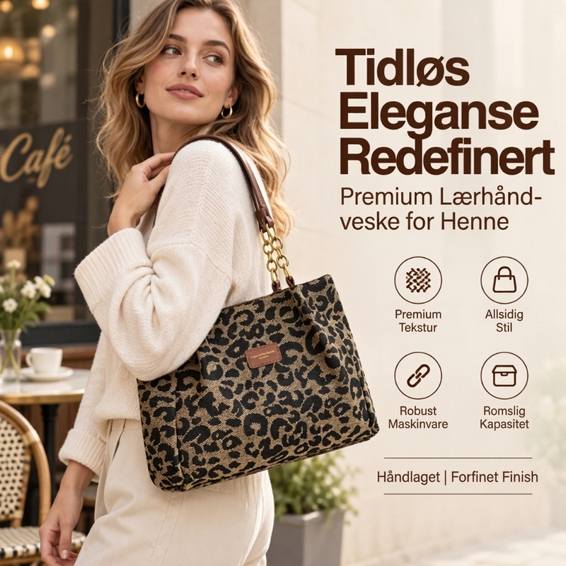 Tote bag med leopardmønster for kvinner