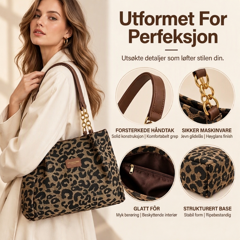 Tote bag med leopardmønster for kvinner