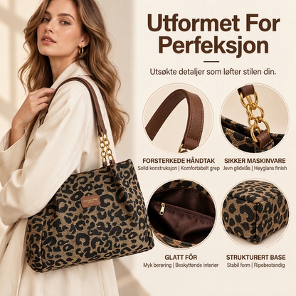 Tote bag med leopardmønster for kvinner