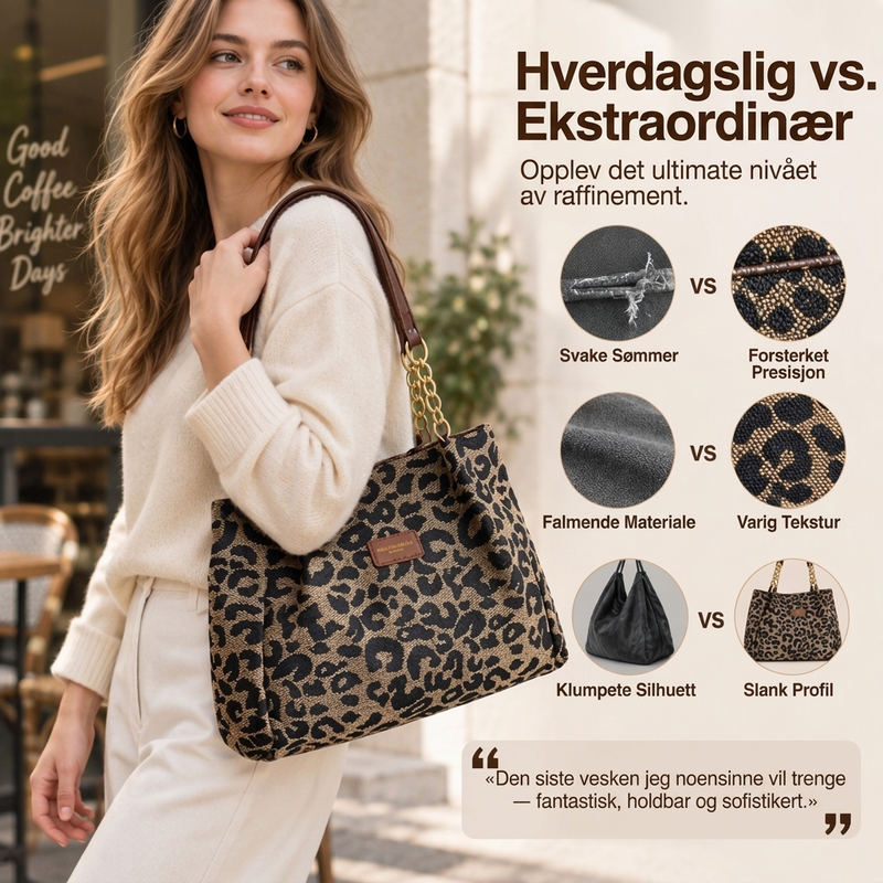 Tote bag med leopardmønster for kvinner