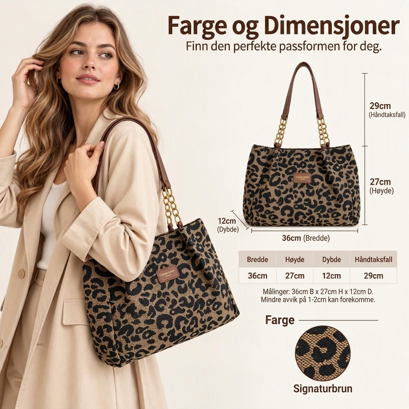 Tote bag med leopardmønster for kvinner