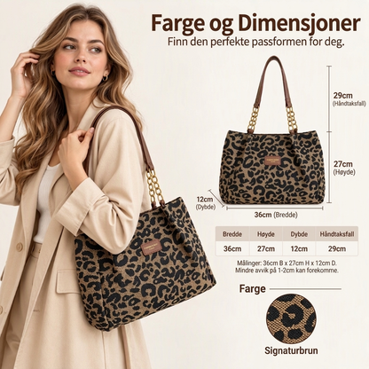 Tote bag med leopardmønster for kvinner