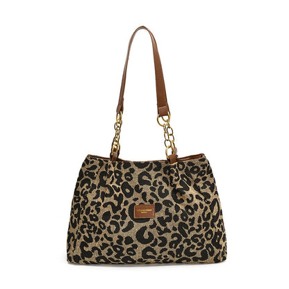 Tote bag med leopardmønster for kvinner