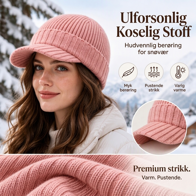 【1+1 gratis】Varm strikket lue med brem – unisex