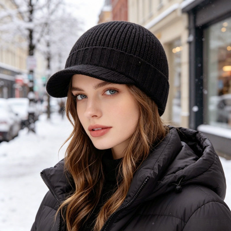 【1+1 gratis】Varm strikket lue med brem – unisex