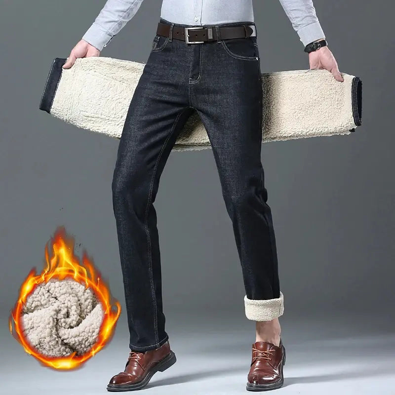 Herre løs passform rett ben jeans i falsk fleece