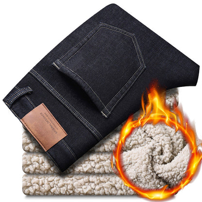 Herre løs passform rett ben jeans i falsk fleece