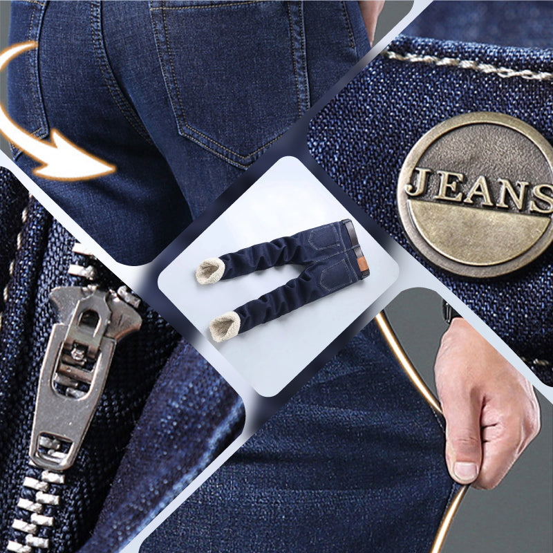 Herre løs passform rett ben jeans i falsk fleece